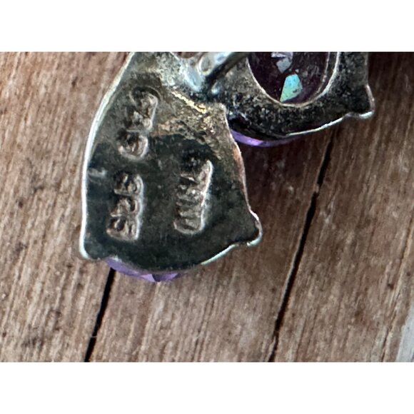 Sterling Silver Amethyst Teardrop Climber Earrings - Picture 5 of 6